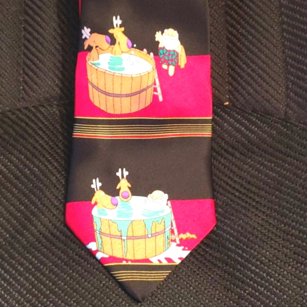 Funny Christmas  NeckTie Santa in Hottub